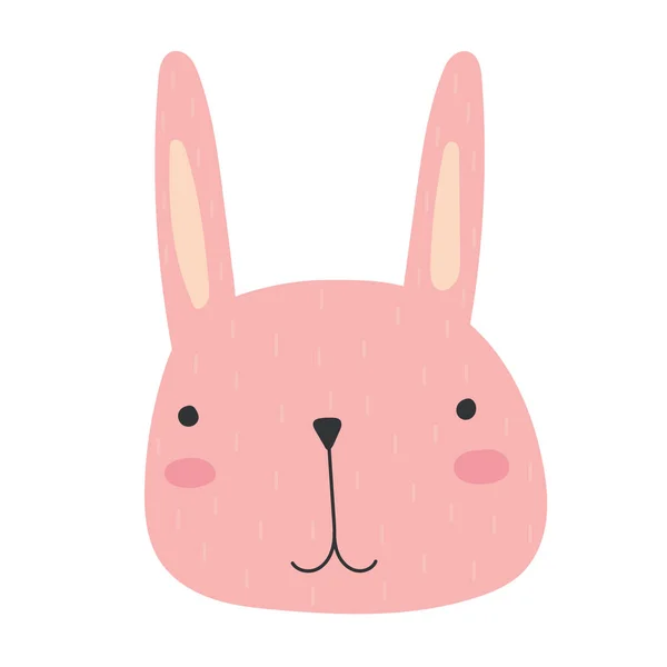 Милий Мультяшний Кролик Обличчя Мила Ілюстрація Кролика Рука Намальована Векторна — стоковий вектор
