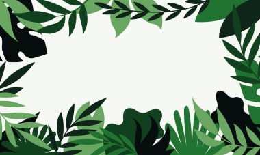 Yaz tropik yaprak çerçevesi, tropikal palmiye yaprakları arka plan duvar kağıdı, beyaz arka planda izole tropikal yapraklar. Tasarım düğün davetiyeleri, tebrik kartları, kartpostallar için resim.