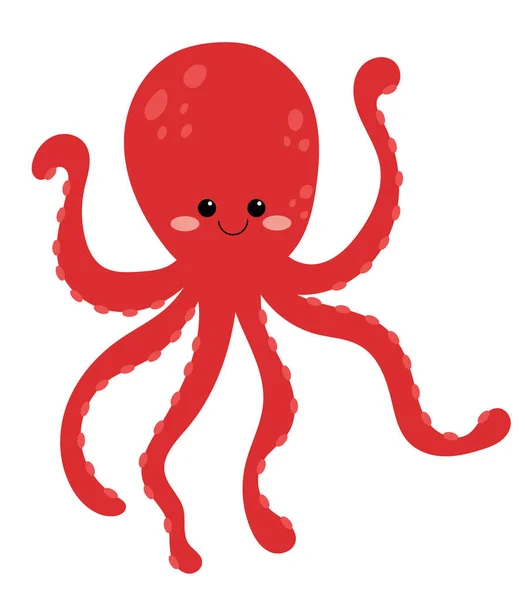 Vektorová Ilustrace Kreslené Chobotnice Roztomilá Krásná Ručně Kreslená Chobotnice Vektorová — Stockový vektor