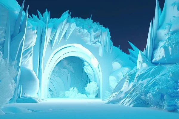 Entrée Une Grotte Glace Intérieur Glacier Énormes Blocs Glace Bleus — Photo