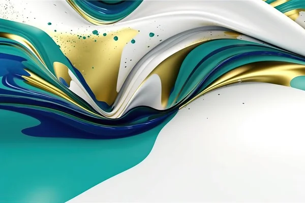 Abstract Shiny Color Blue Green Gold White Wave Design Element — Stock Photo, Image