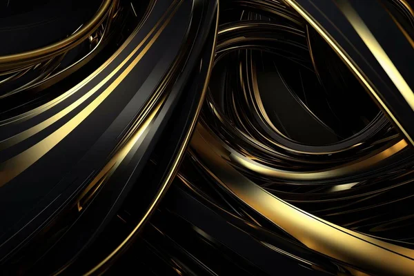 stock image Data technology abstract futuristic illustration . Low poly shape with connecting dots and lines on dark background black gold