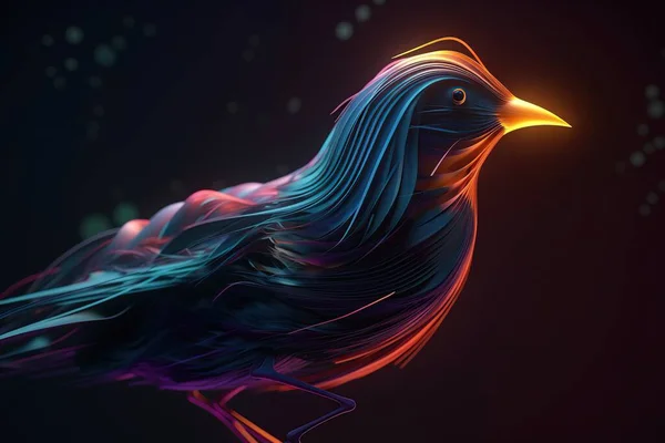 Low Poly Illustration Bird Gold Dust Effect Sparkling Image Bird — Stock Photo, Image