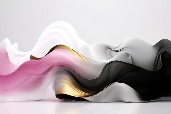 Абстрактный Элемент Дизайна Волны Розового Черного Золота Белом Фоне Проектирование — стоковое фото