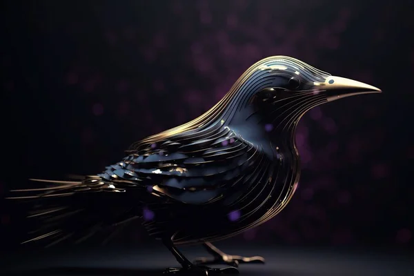 Baixo Poli Ilustração Pássaro Com Efeito Poeira Ouro Uma Imagem — Fotografia de Stock