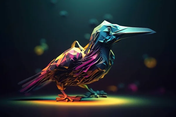 Baixo Poli Ilustração Pássaro Com Efeito Poeira Ouro Uma Imagem — Fotografia de Stock