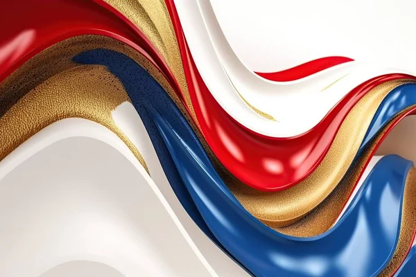 stock image Abstract shiny color blue red gold white wave design element on white background. Science or technology design