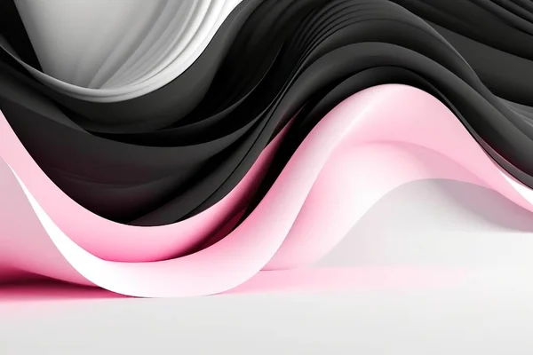 Abstraktní Lesklá Barva Růžová Černá Vlna Designový Prvek Světlém Pozadí — Stock fotografie