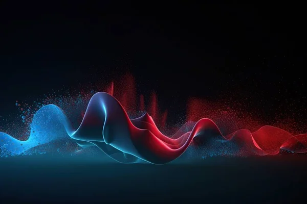 Smooth Blue Red Wave Smoke Particles Big Data Techno Background — Stock Photo, Image