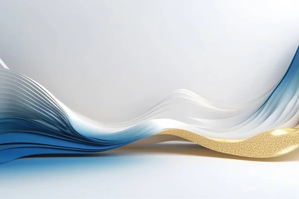 Abstracto Color Brillante Azul Dorado Elemento Diseño Onda Blanca Sobre —  Fotos de Stock