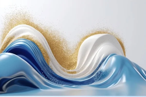 Abstract Shiny Color Blue Gold White Wave Design Element White — Stock Photo, Image