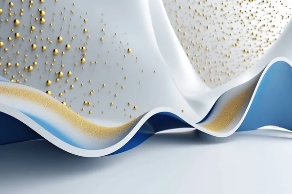Abstract Shiny Color Blue Gold White Wave Design Element White — Stock Photo, Image