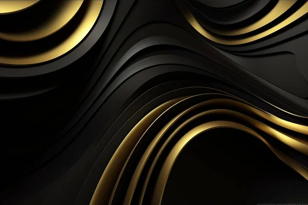 stock image Data technology abstract futuristic illustration. Low poly shape with connecting dots and lines on dark background black gold