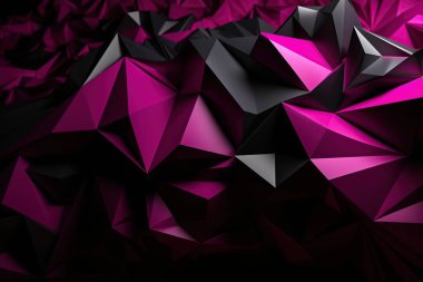 Çokgen soyut arka plan akut açılı çokgen. Gelecekçi çokgen geometrik desen lüks siyah ve mor pembe renkler