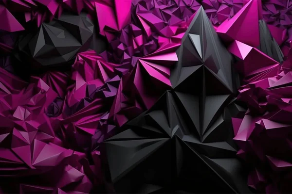 Polygonal abstract background acute-angled polygon. Futuristic polygonal geometric pattern luxury black with purple pink colors