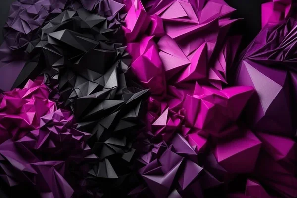 Polygonal abstract background acute-angled polygon. Futuristic polygonal geometric pattern luxury black with purple pink colors