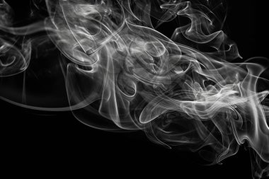 Resim siyah arkaplanda beyaz duman detaylı