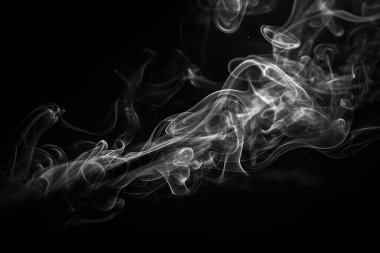 Resim siyah arkaplanda beyaz duman detaylı