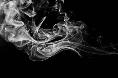 illustration detailed white smoke on black background clipart