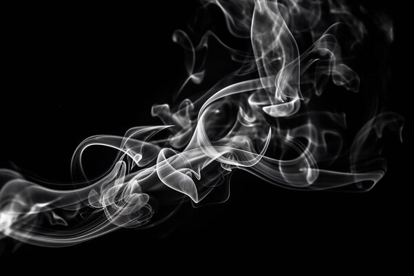Illustration detailed white smoke on black background