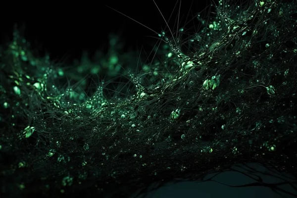 stock image Network technology background. Futuristic tech green flora background. Low poly 3d wire made with generative AI Scy fi space illustration