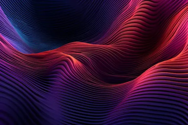 Ağ teknolojisi mavi ve kırmızı arka plan. Fütürist teknoloji soyut neon dalgalı dokular. Renkli gradyan çizgiler 3d dalgalar