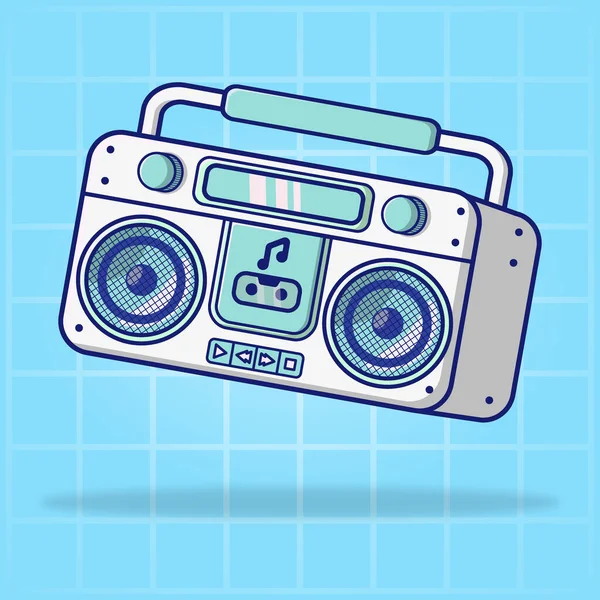 Coole Elektrische Musik Player Boombox Kassettenspieler Cartoon Vektor Illustration — Stockvektor