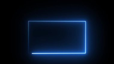 Soyut parlayan kare neon çizgi dikdörtgen kare kare güzel hareket arkaplan videosu. Dikdörtgen şeklinde neon ışığı. Parlak neon ışığı.