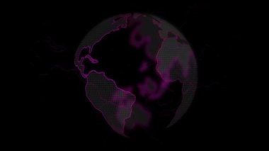 Küresel İletişim Konsepti, Dünya 'nın düğüm ve çizgi bağlantısı ile dönmesi. Gelecekçi ve Teknoloji Konseptleri. Pembe renkli mermer. Dünya Dönen Animasyon Sosyal Gelecek Teknolojisi