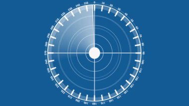 Dünya haritasında hareket eden, küresel virüsün yayılması konusunda uyaran bir hedef. Gökyüzü mavi arkaplan hareket videosunda radar ekran yükleme teknolojisi.