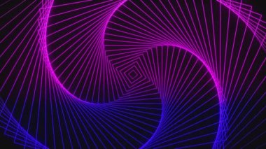 Soyut farklı renkli tasarım neon çizgileri, güzel arka plan hareket videoları. Siyah arka planda hipnotik bir tünel deseni.