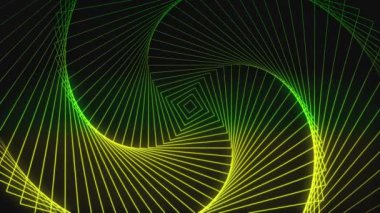 Soyut farklı renkli tasarım neon çizgileri, güzel arka plan hareket videoları. Siyah arka planda hipnotik bir tünel deseni.
