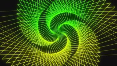 Bir renk tasarımı neon hatları güzel arka plan hareket videoları soyut. Siyah arka planda hipnotik bir tünel deseni.