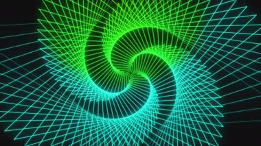 Bir renk tasarımı neon hatları güzel arka plan hareket videoları soyut. Siyah arka planda hipnotik bir tünel deseni.