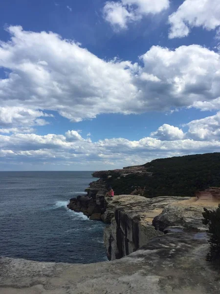 Krajina Královského Národního Parku Oblačným Nebem Horami Útesy Oceány Sydney — Stock fotografie