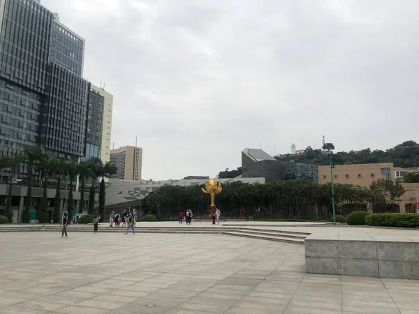 Macao Kina April 2023 Turister Sightseeing Golden Lotus Square Macao — Stockfoto