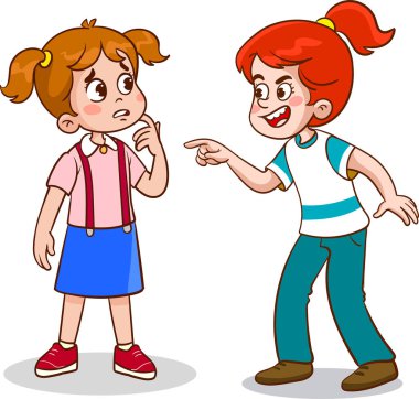 Çocuk onun arkadaşı bağırarak vektör çizim