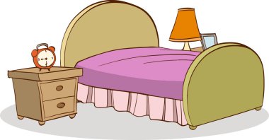 Pembe yastıklı şirin bir çocuğun çizgi film çizimi.