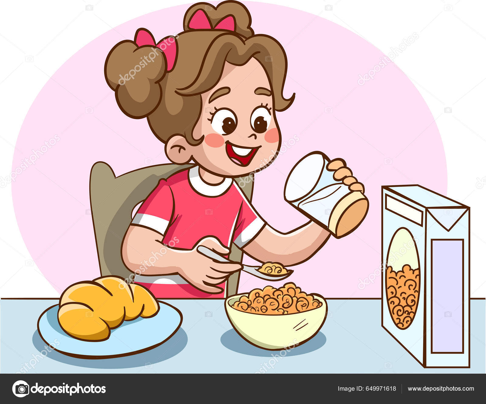 People eating cereal Vector Images | DepositPhotos, image size:1600x1330