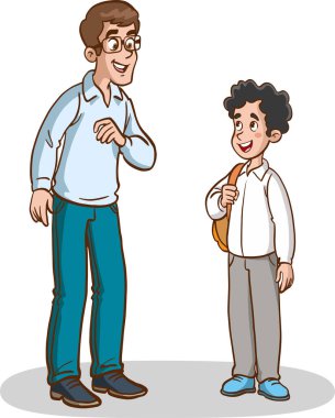 baba ve oğul çizgi film tasarımı, vektör illüstrasyonu