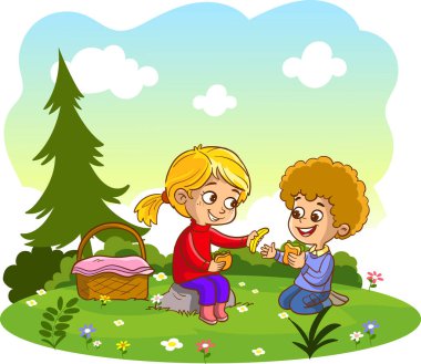 children having a picnic
