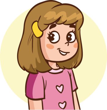 kız çizgi film tasarımı, kız ifadesi sevimli insanlar Avatar ve emoticon temalı vektör illüstrasyonu