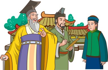 Çinli karakterlerin karikatür çizimi
