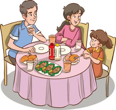 vektör aile yemeği masası