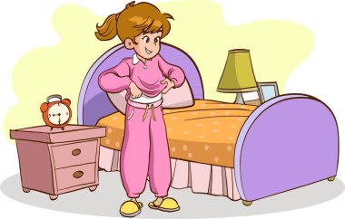 Pembe cüppeli bir kızın resmi.