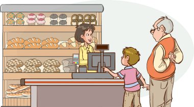 Süpermarkette müşterisi olan bir adam.