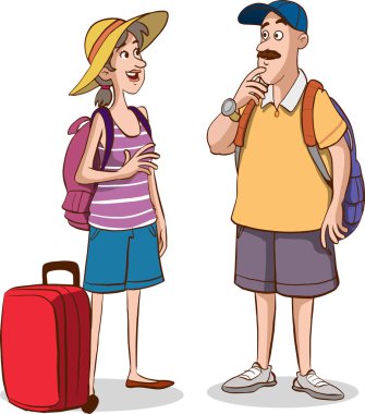 illustration of happy tourist couple clipart