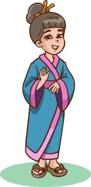 Japon bir kızın karikatür çizimi