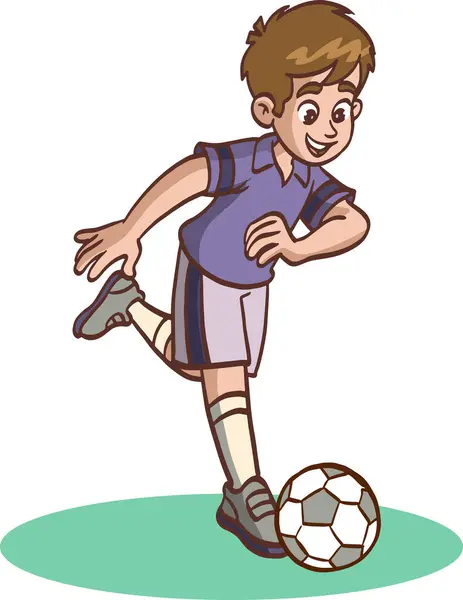 Een Jongen Voetballen — Stockvector