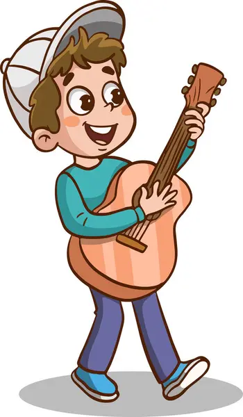 Illustration Young Musician Playing Ukulele — Stock Vector
